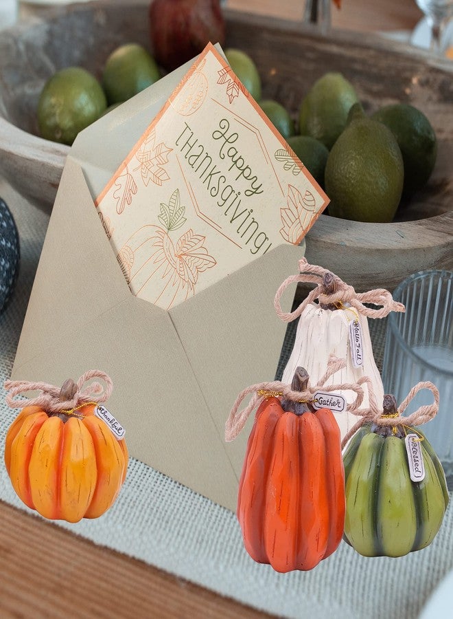Etistta 4PCS Fall Harvest Pumpkin Figurine Tabletop Decor, 4 inch Polyresin Small Pumpkins Statue Decoration for Thanksgiving Home Decor - Image 5